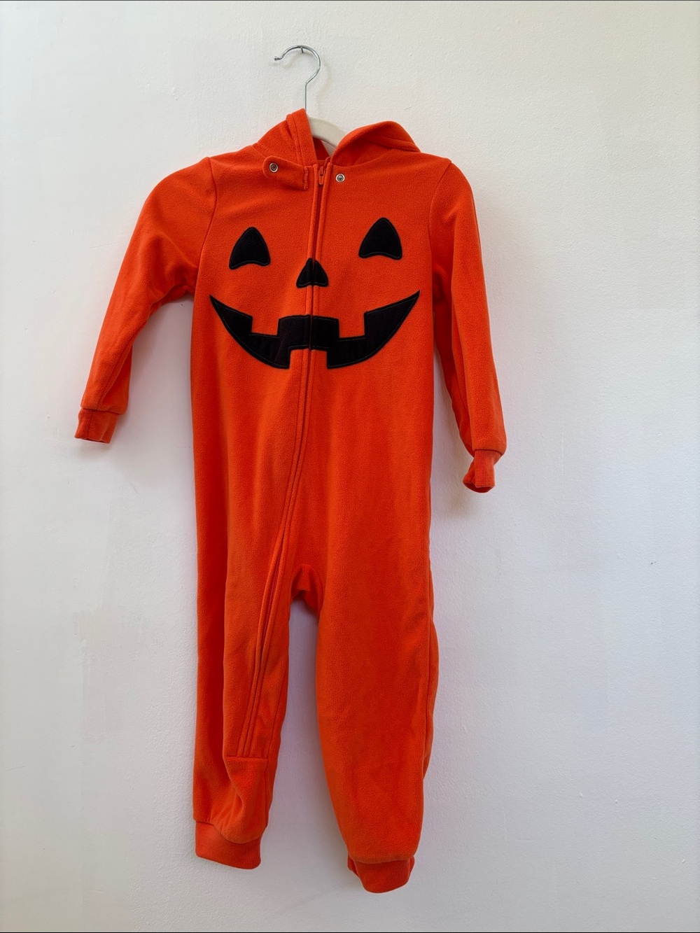 Carter's Orange Pumpkin Jack-O'-Lantern Hooded One-Piece 3T